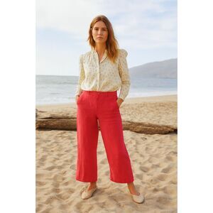 TROVATA Birds of Paradis Red High Waisted Wide Leg Pants Trousers Women's Size 4